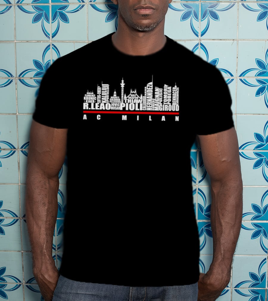 AC Milan Name Skyline Featuring Leao Pioli Hernandez Giroud Thiaw T-Shirt