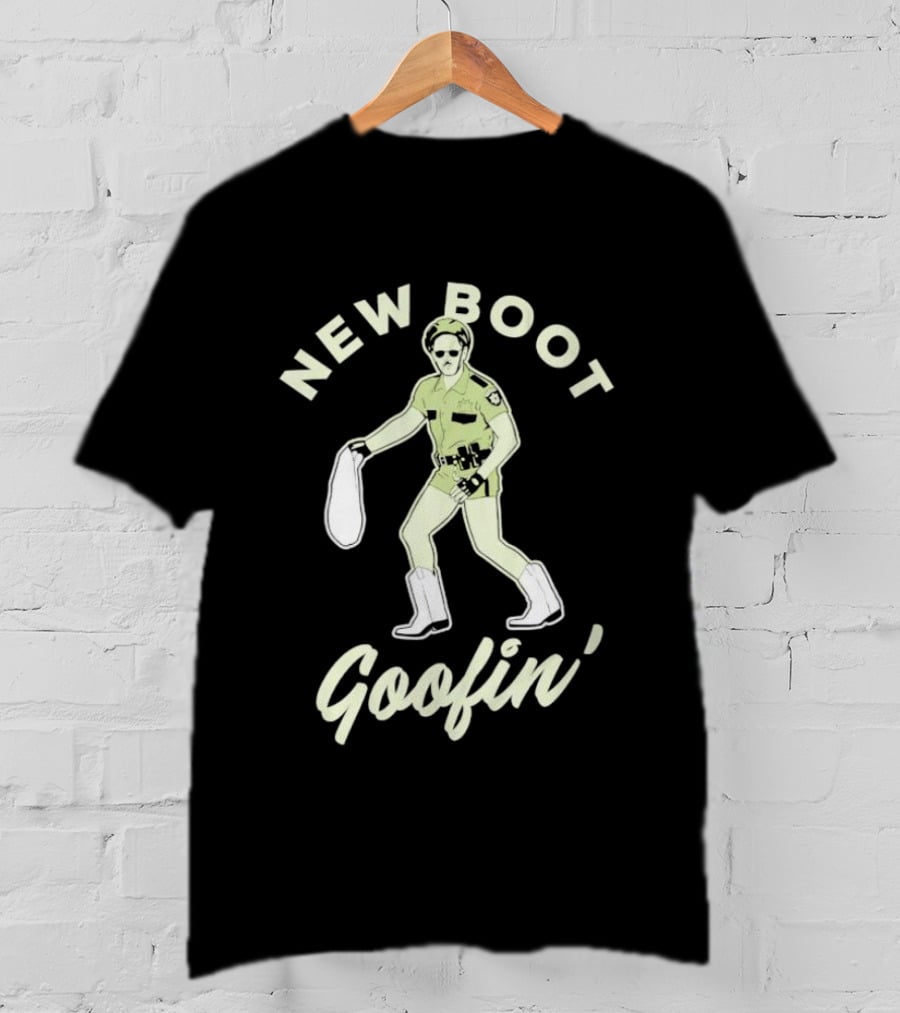 New Boot Goofin' Retro Inspired Law Enforcement Character In Sunglasses And White Boots T-Shirt