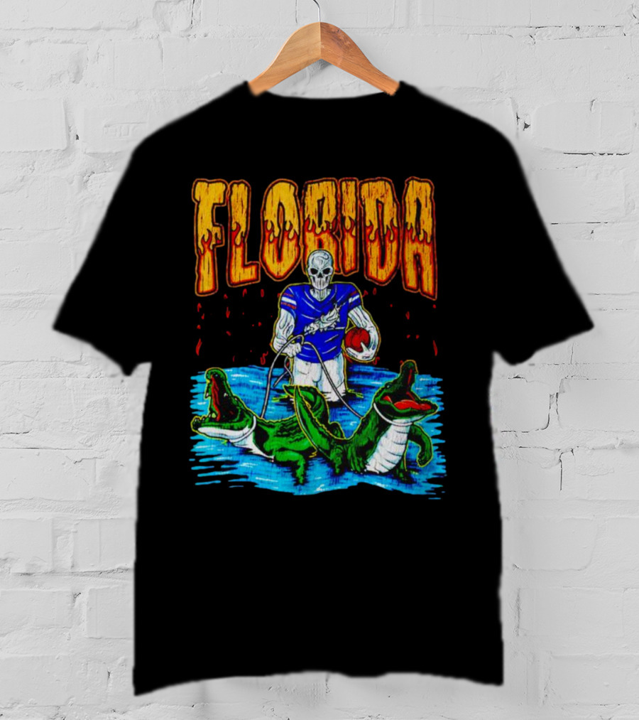 Florida Skeleton Football With Gators T-Shirt