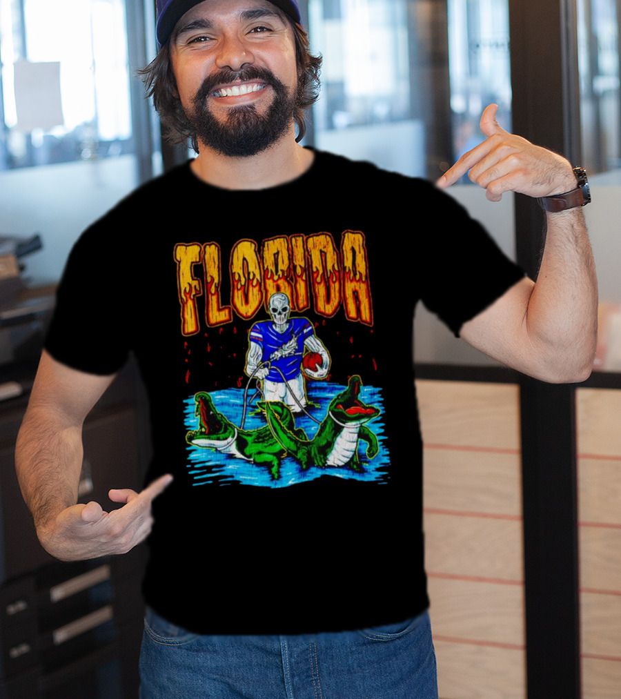 Florida Skeleton Football With Gators T-Shirt
