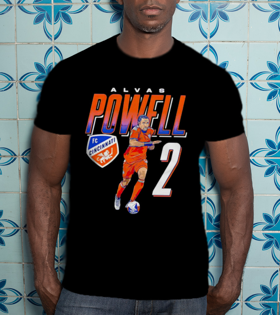 ALVAS POWELL FC Cincinnati Run Soccer Number 2 T-Shirt