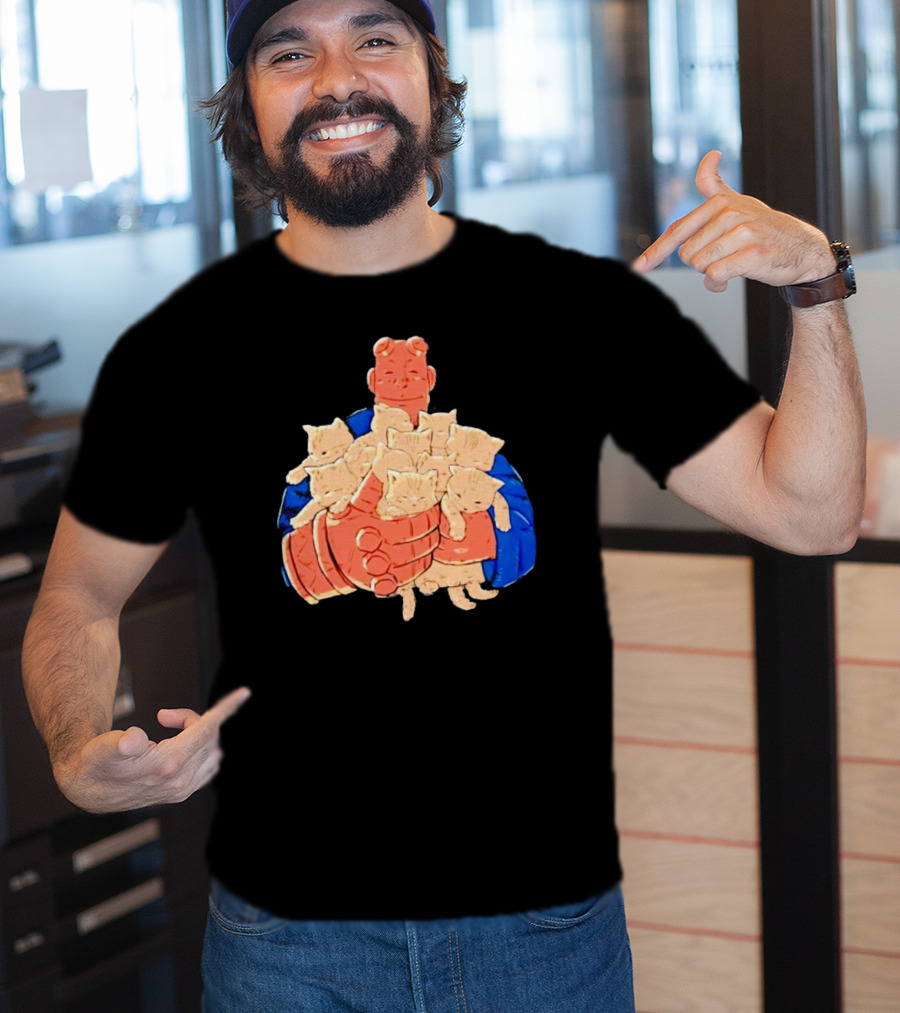 Best Cat Dad Ever Hugging Kittens With Red Hand Character T-Shirt