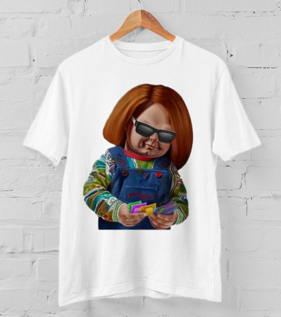 Chucky Good Guys Child’s Play Halloween Icon With Sunglasses And Cards T-Shirt