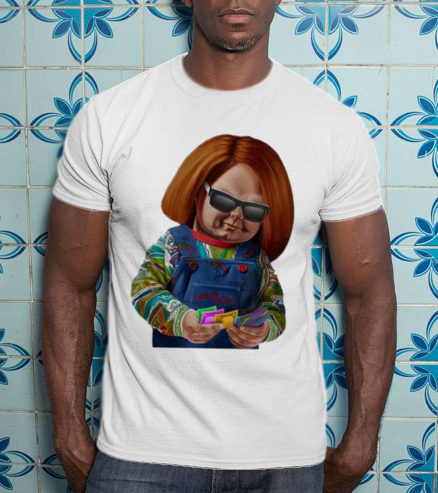 Chucky Good Guys Child’s Play Halloween Icon With Sunglasses And Cards T-Shirt
