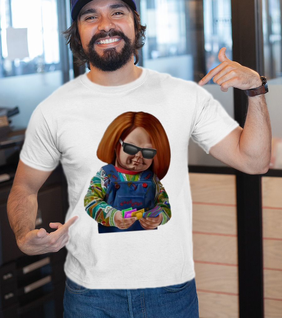 Chucky Good Guys Child’s Play Halloween Icon With Sunglasses And Cards T-Shirt