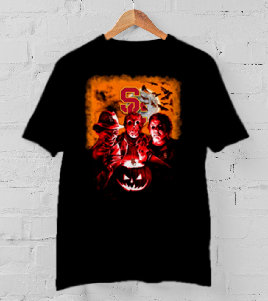 USC Trojans Halloween Freddy Krueger Jason Voorhees Michael Myers Horror Movies T-Shirt