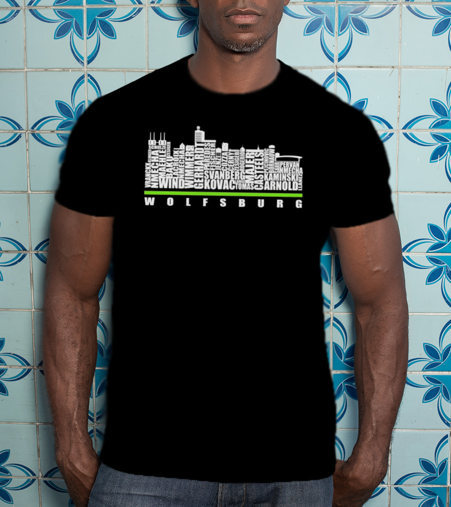 Wolfsburg Skyline With VfL Wolfsburg Players Names T-Shirt