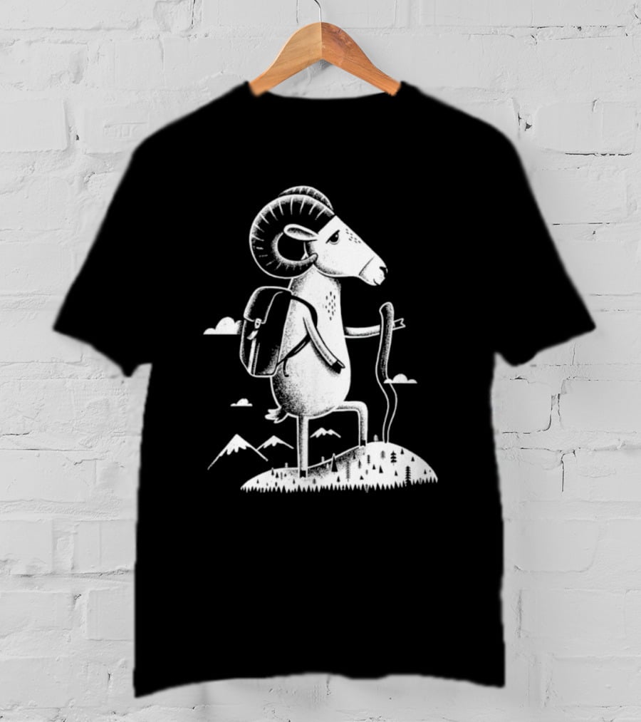 Bighorn Sheep Hiking Adventure In Mountain Wilderness T-Shirt