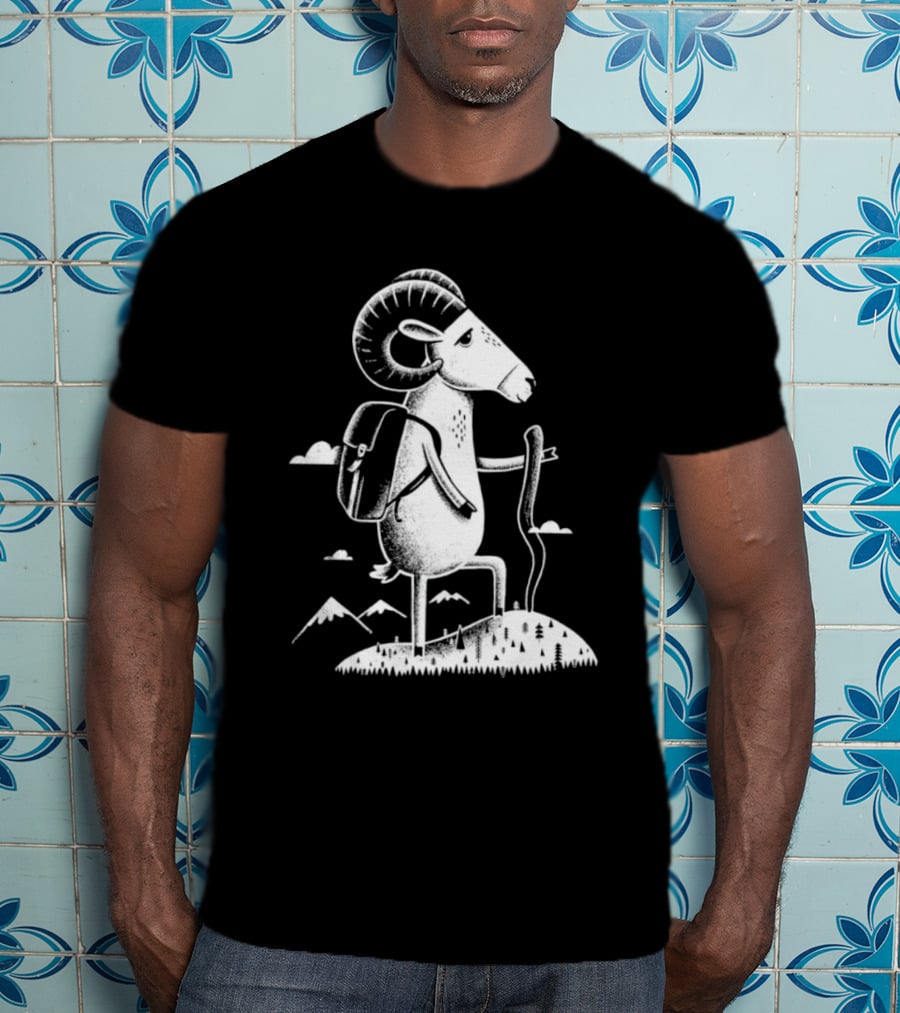 Bighorn Sheep Hiking Adventure In Mountain Wilderness T-Shirt