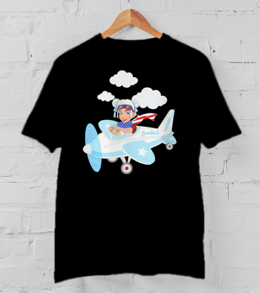 Flying In The USA Xia Brookside Pilot Airplane Cartoon Clouds T-Shirt