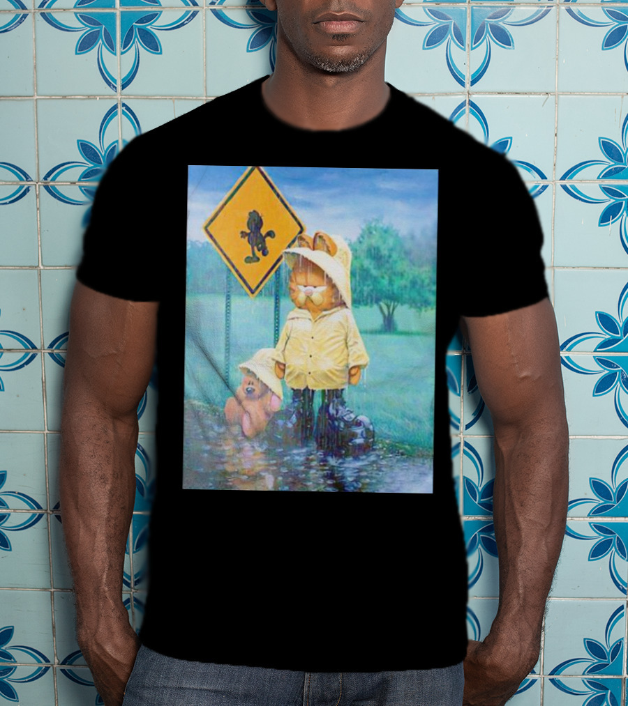 Garfield Rainy Day Yellow Jacket Relaxation T-Shirt