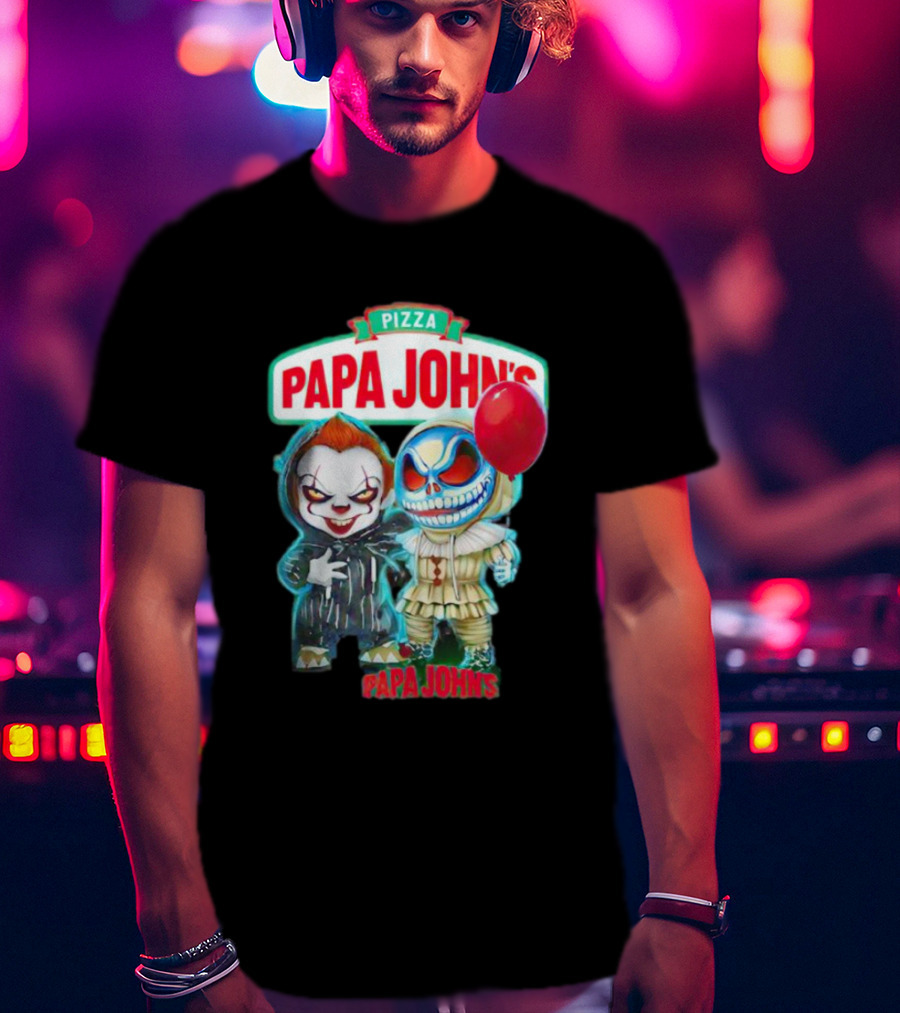 Papa John’s Pennywise Jack Skellington Halloween Pizza Balloon T-Shirt