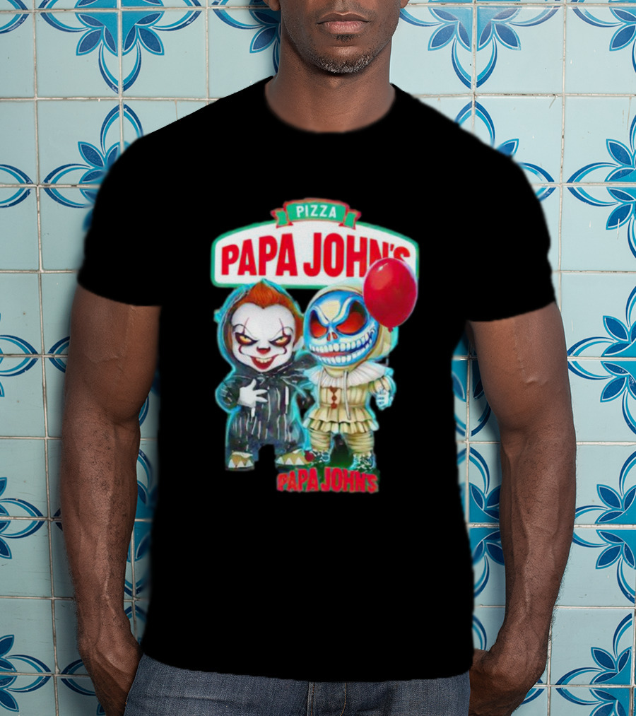 Papa John’s Pennywise Jack Skellington Halloween Pizza Balloon T-Shirt