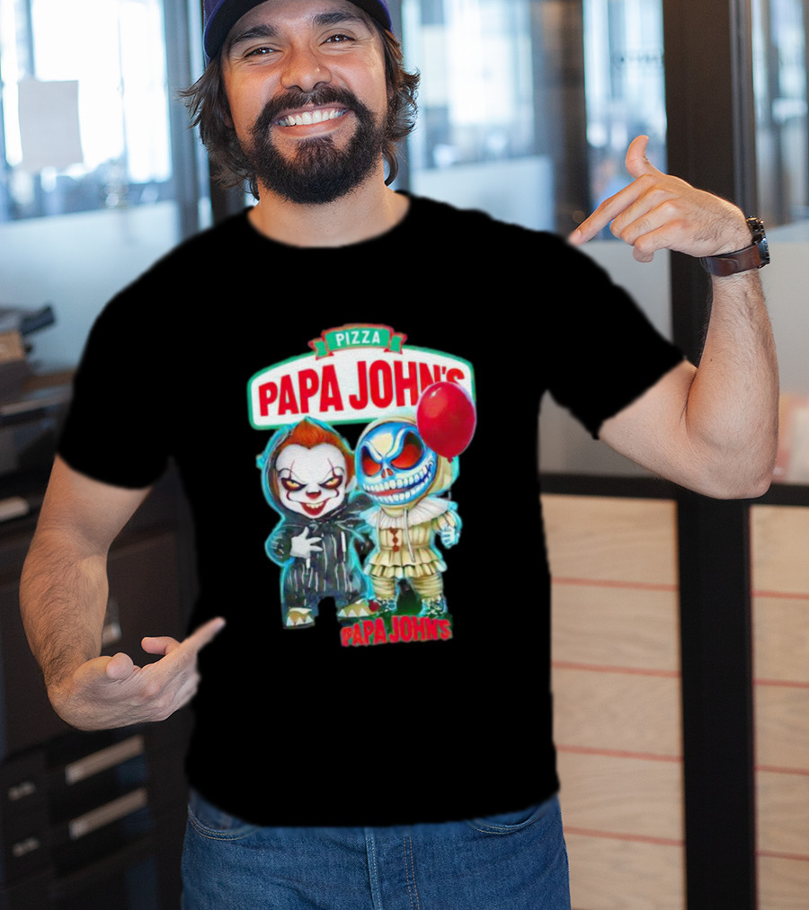 Papa John’s Pennywise Jack Skellington Halloween Pizza Balloon T-Shirt