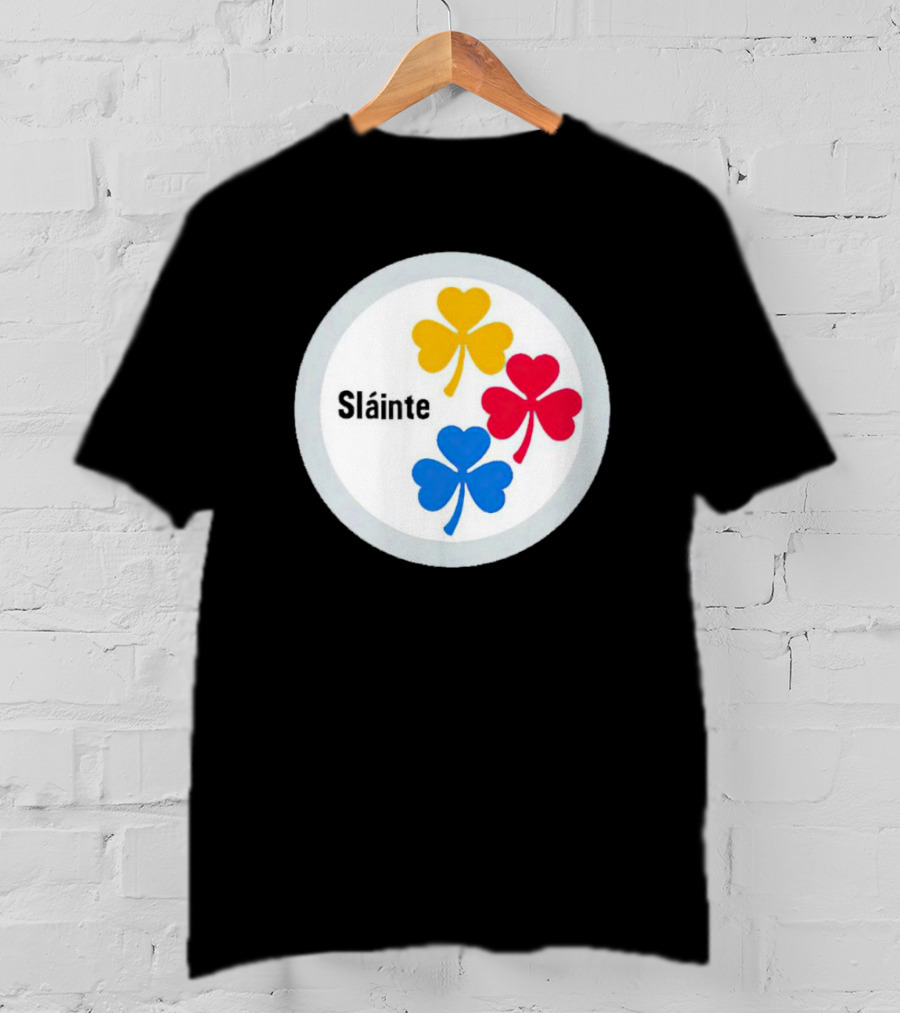 Sláinte Steelers Irish Shamrock Symbols T-Shirt
