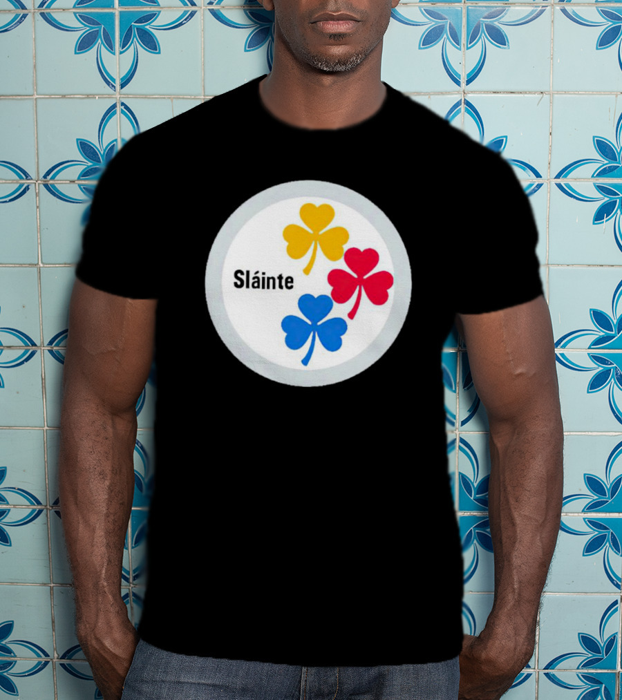 Sláinte Steelers Irish Shamrock Symbols T-Shirt