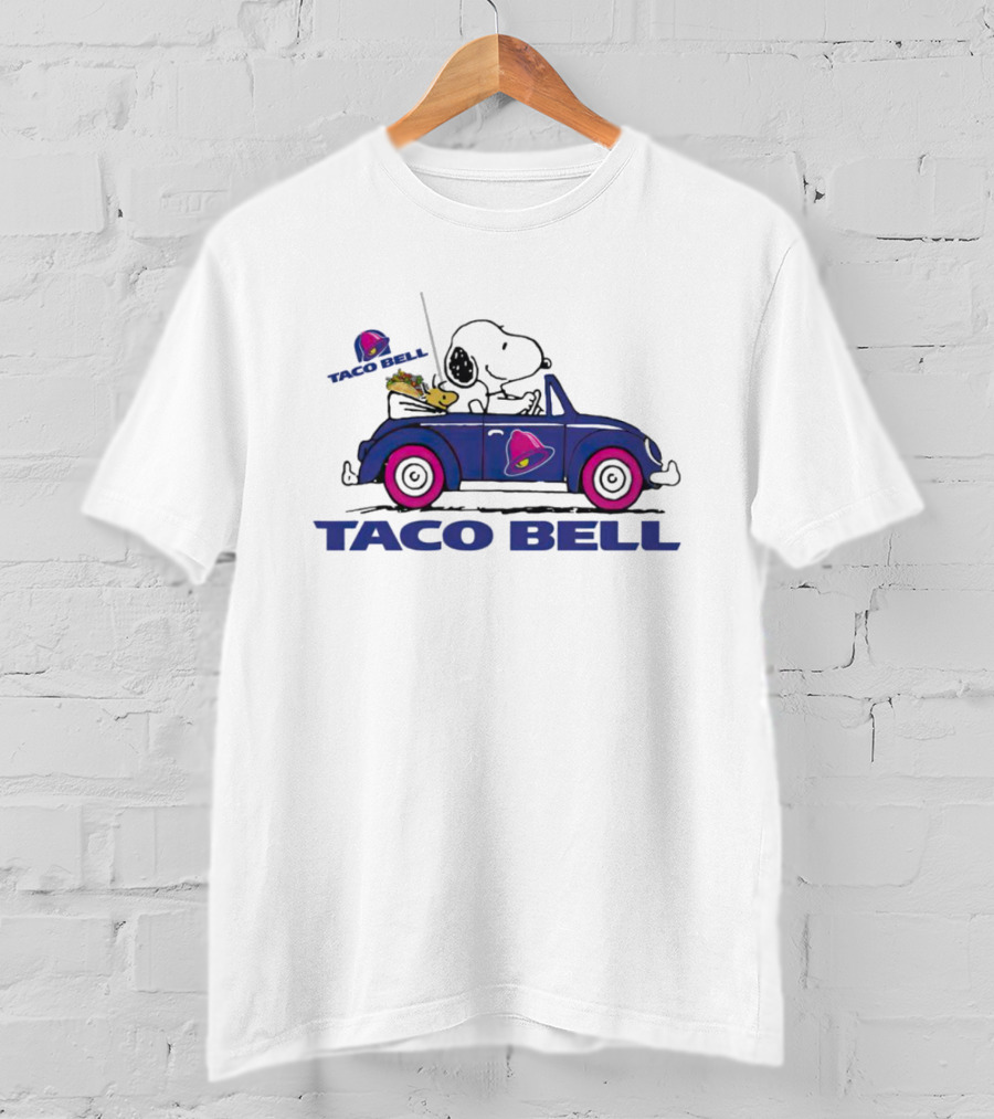Snoopy And Woodstock Driving Taco Bell Car T-Shirt