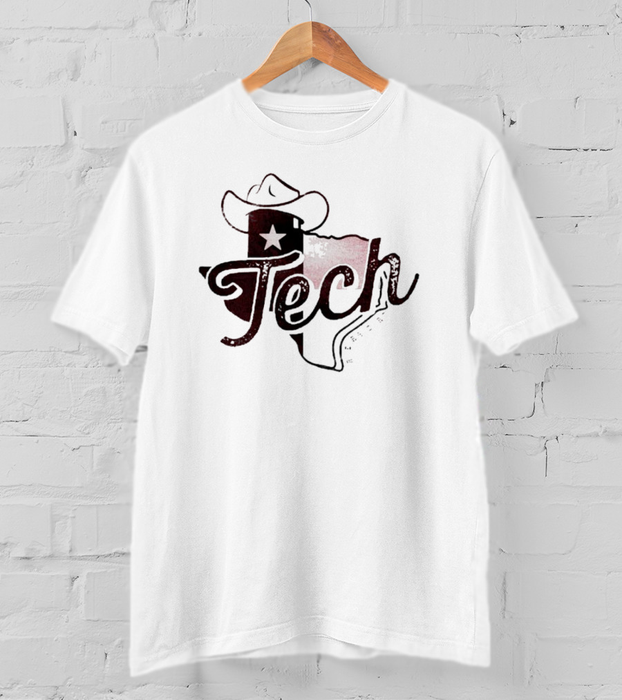 Texas Tech Stetson State Map With Star And Hat T-Shirt