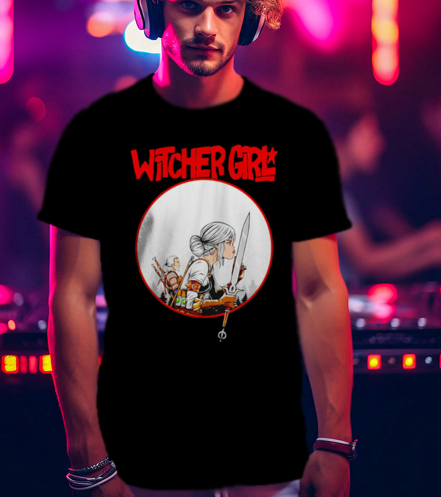 Witcher Girl Sword Arts Iconic Fantasy Character Scene T-Shirt