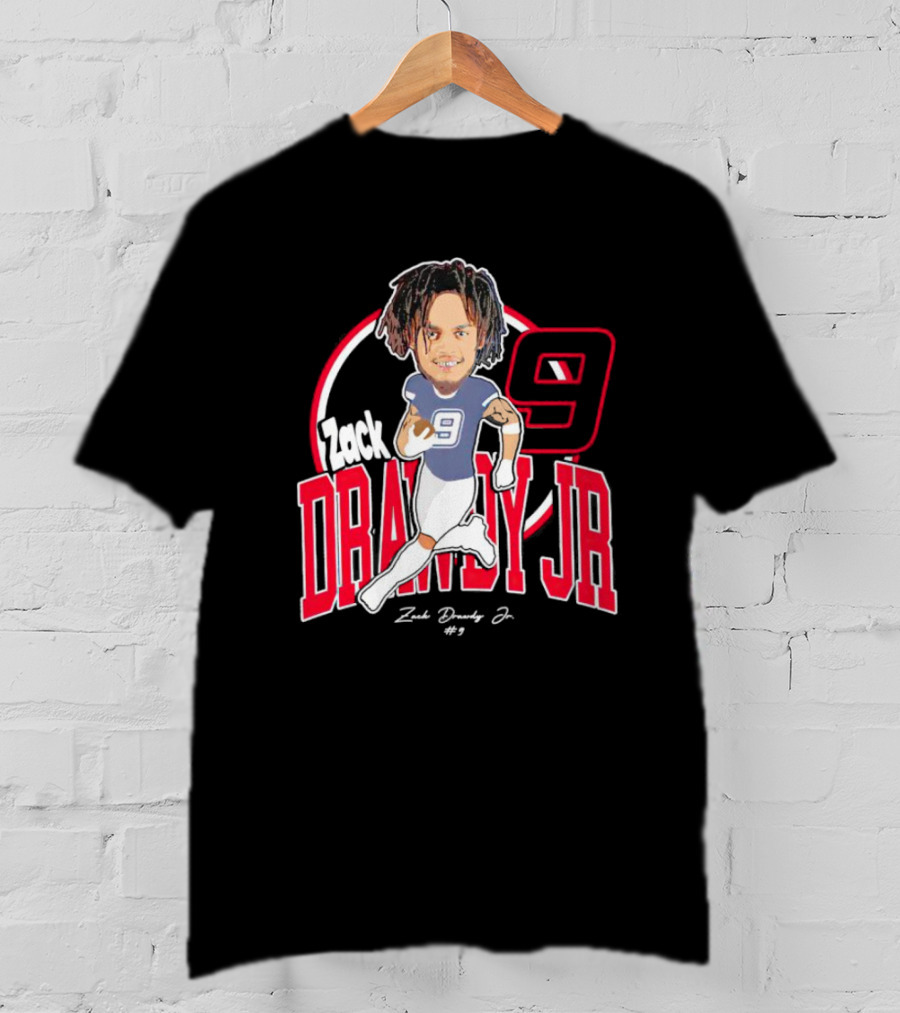 Zack Drawdy Jr Running Caricature #9 Signature Football T-Shirt