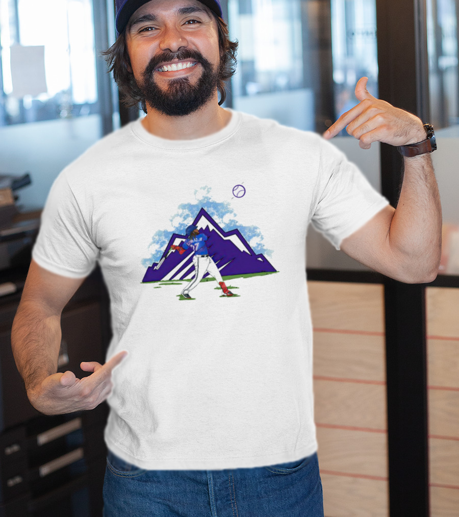Blue Jays Vladimir Guerrero Jr. Mountain Swing Baseball Clouds T-Shirt