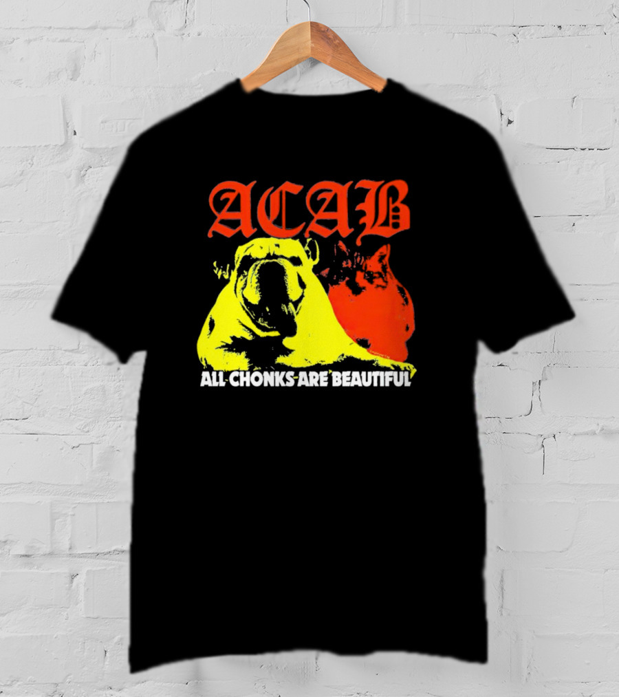 ACAB Bulldog All Chonks Are Beautiful Yellow Red T-Shirt
