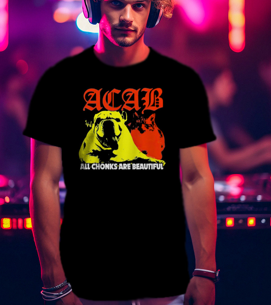 ACAB Bulldog All Chonks Are Beautiful Yellow Red T-Shirt
