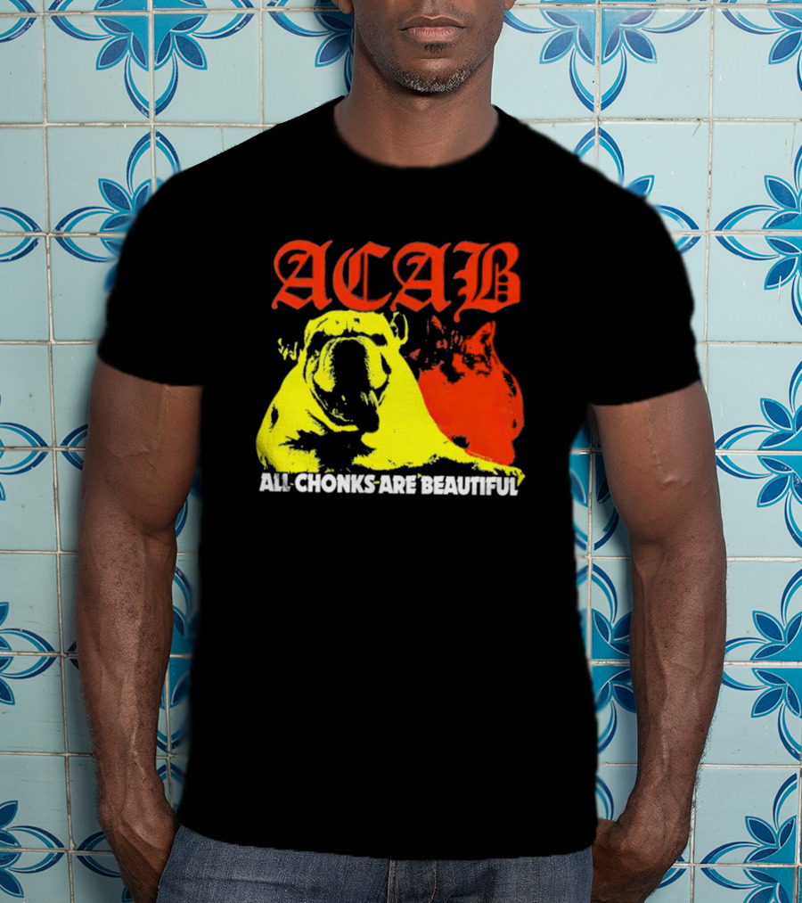 ACAB Bulldog All Chonks Are Beautiful Yellow Red T-Shirt