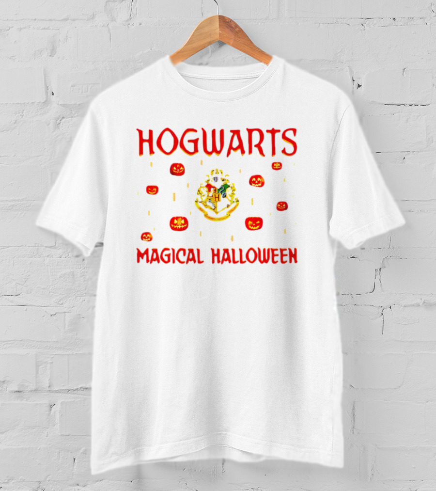 Hogwarts Magical Halloween With Crest And Pumpkins T-Shirt