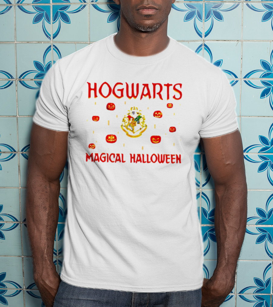 Hogwarts Magical Halloween With Crest And Pumpkins T-Shirt