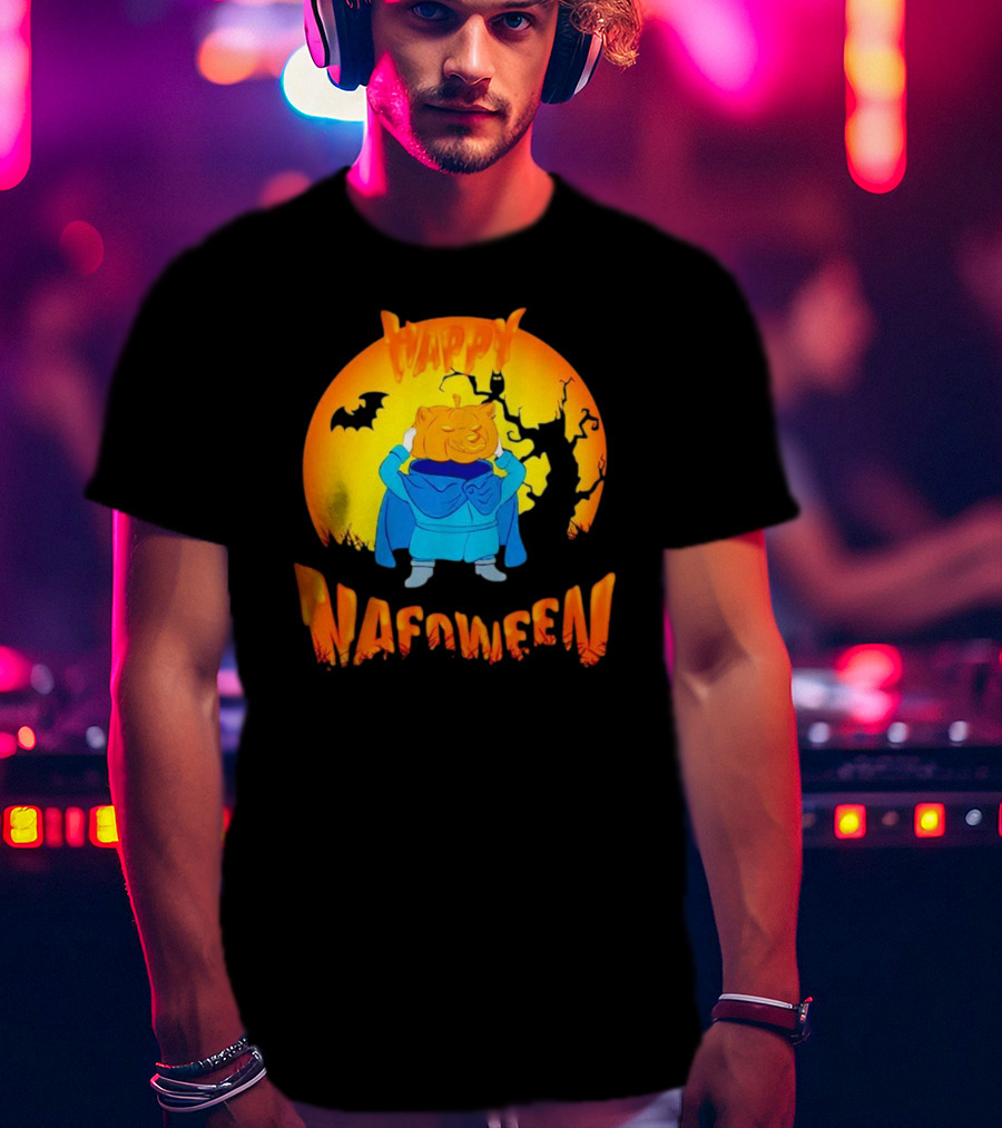 Happy NAFOween Pumpkin Rider With Spooky Moon And Bat T-Shirt