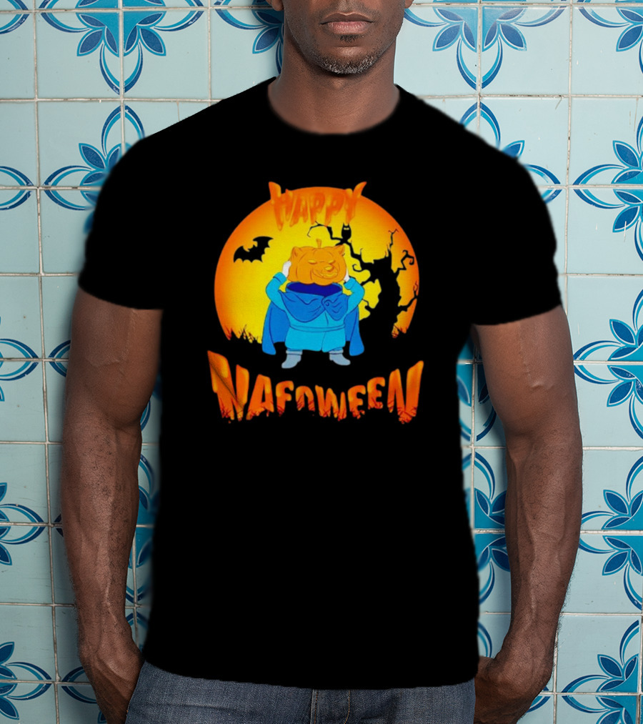 Happy NAFOween Pumpkin Rider With Spooky Moon And Bat T-Shirt
