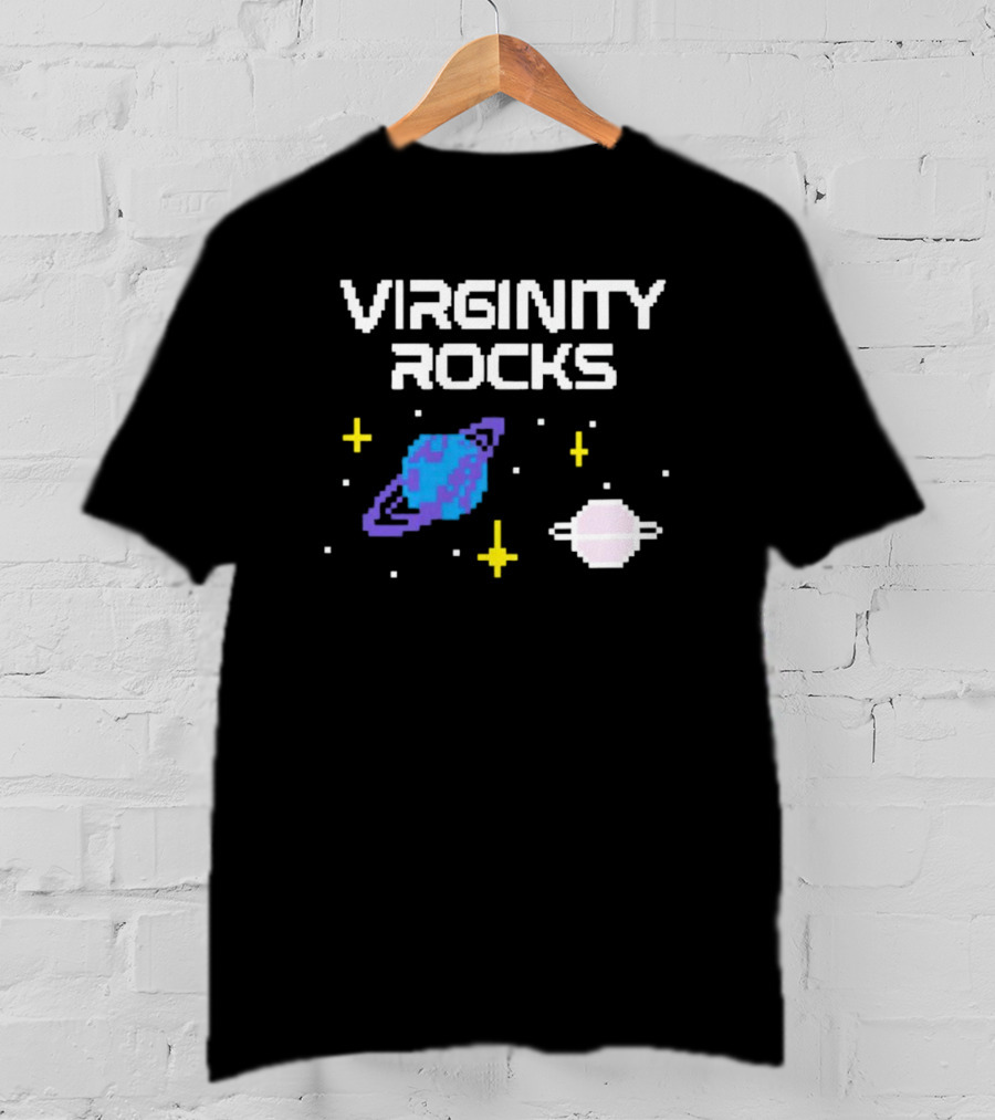 Virginity Rocks Pixel Space Planets And Stars T-Shirt