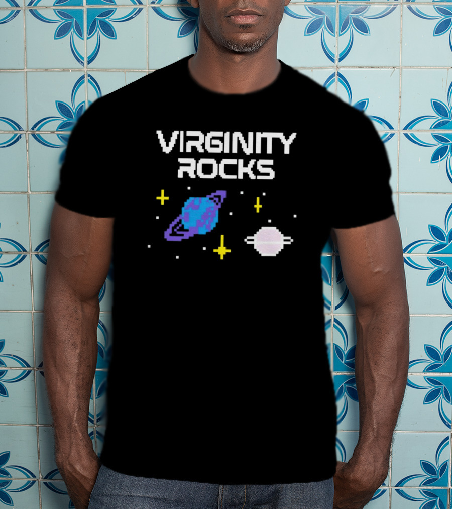 Virginity Rocks Pixel Space Planets And Stars T-Shirt