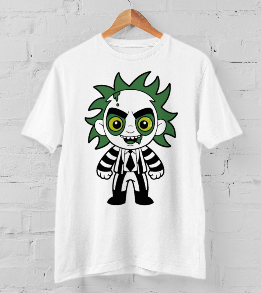 Beetlejuice Chibi Halloween Creepy Green Hair Character T-Shirt