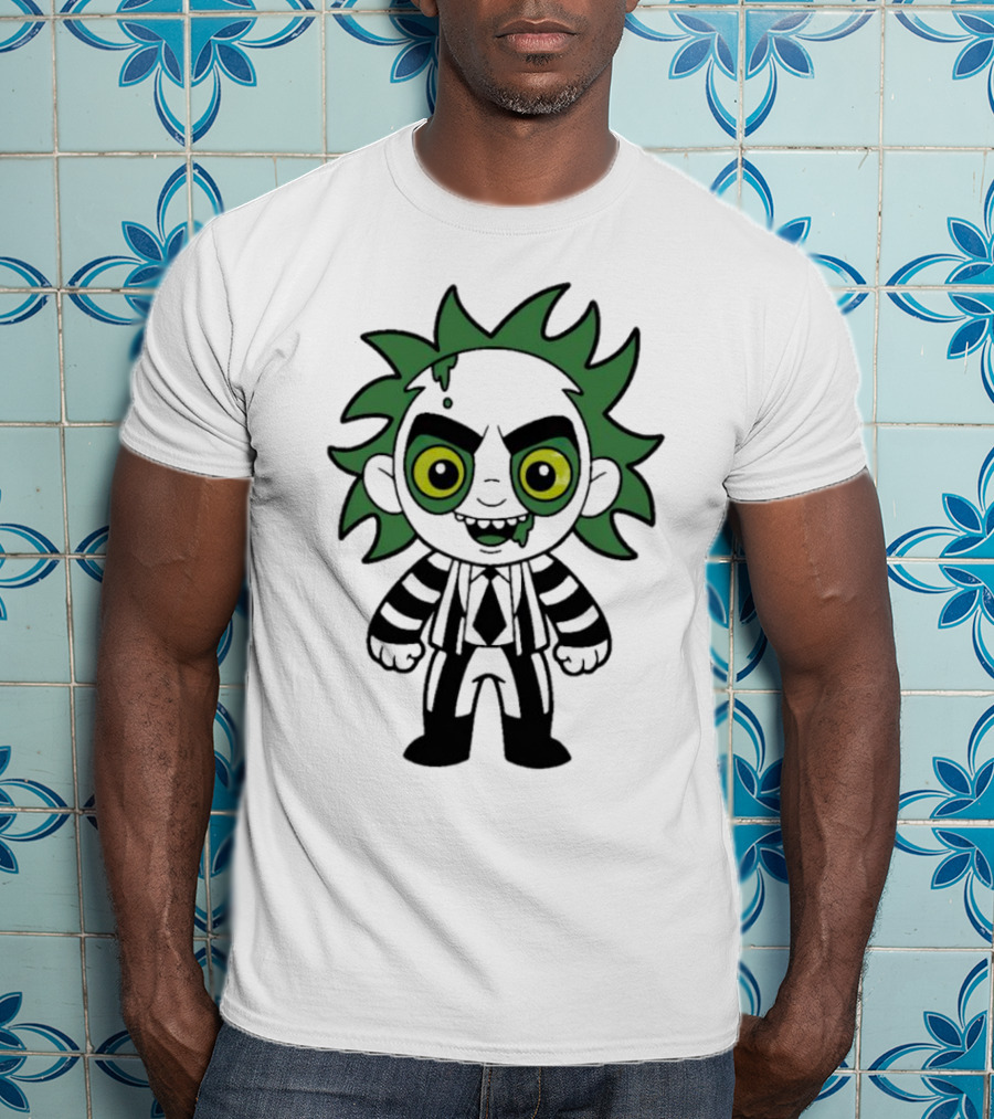 Beetlejuice Chibi Halloween Creepy Green Hair Character T-Shirt