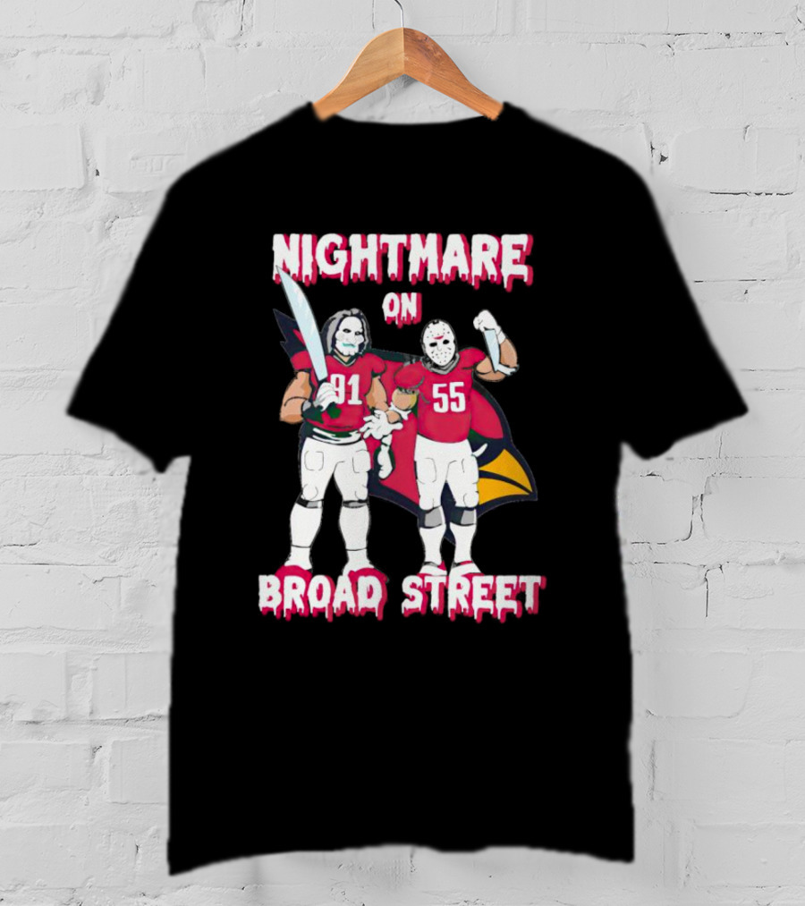 Nightmare On Broad Street Arizona Cardinals Halloween Billy Jason Voorhees T-Shirt