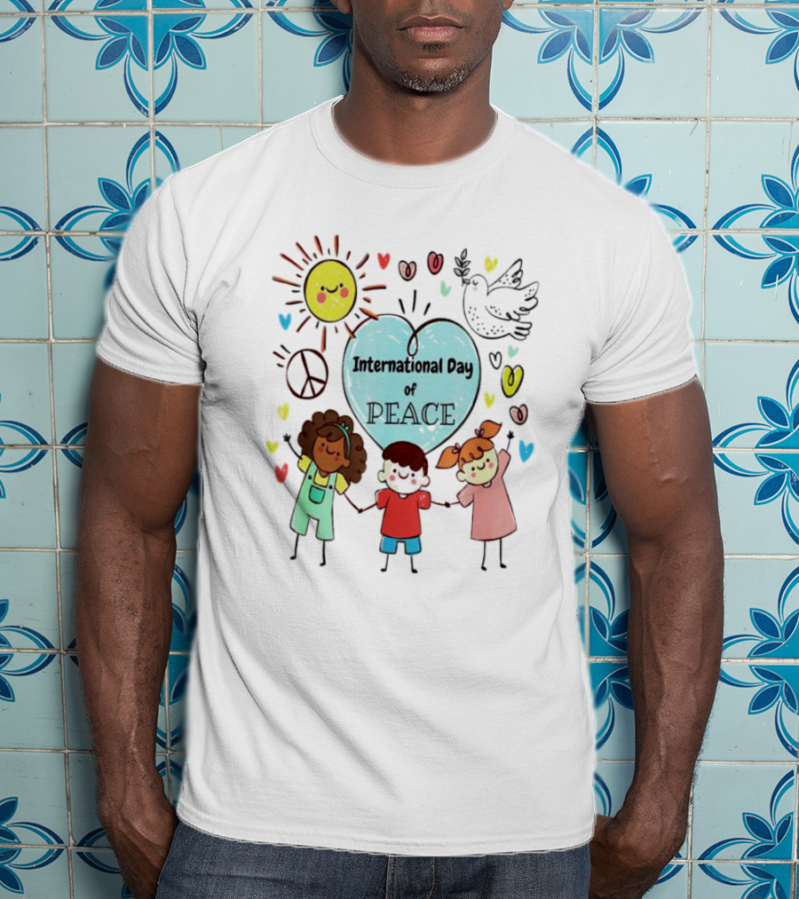 International Day Of Peace Children Hearts Dove Sun T-Shirt
