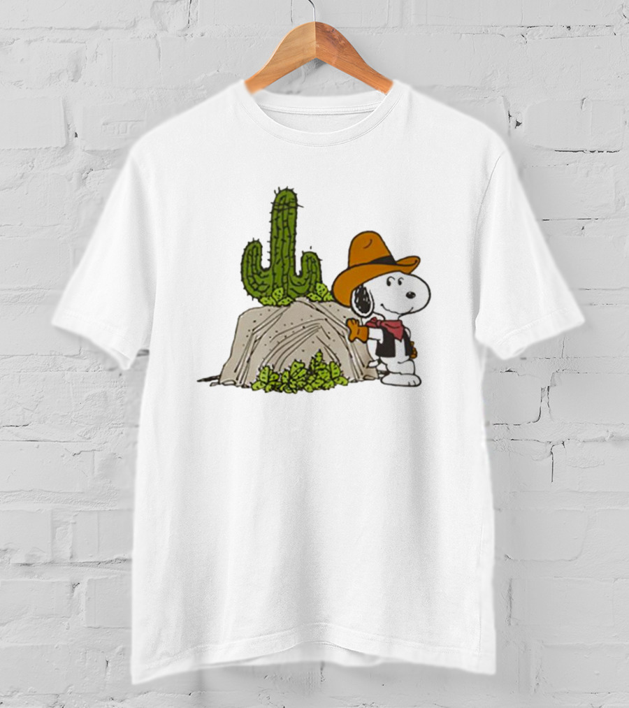 Cowboy Snoopy And Cactus Desert Scene T-Shirt