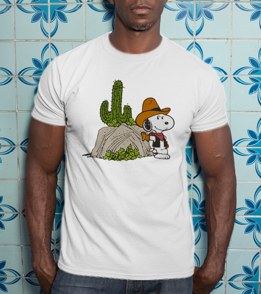 Cowboy Snoopy And Cactus Desert Scene T-Shirt
