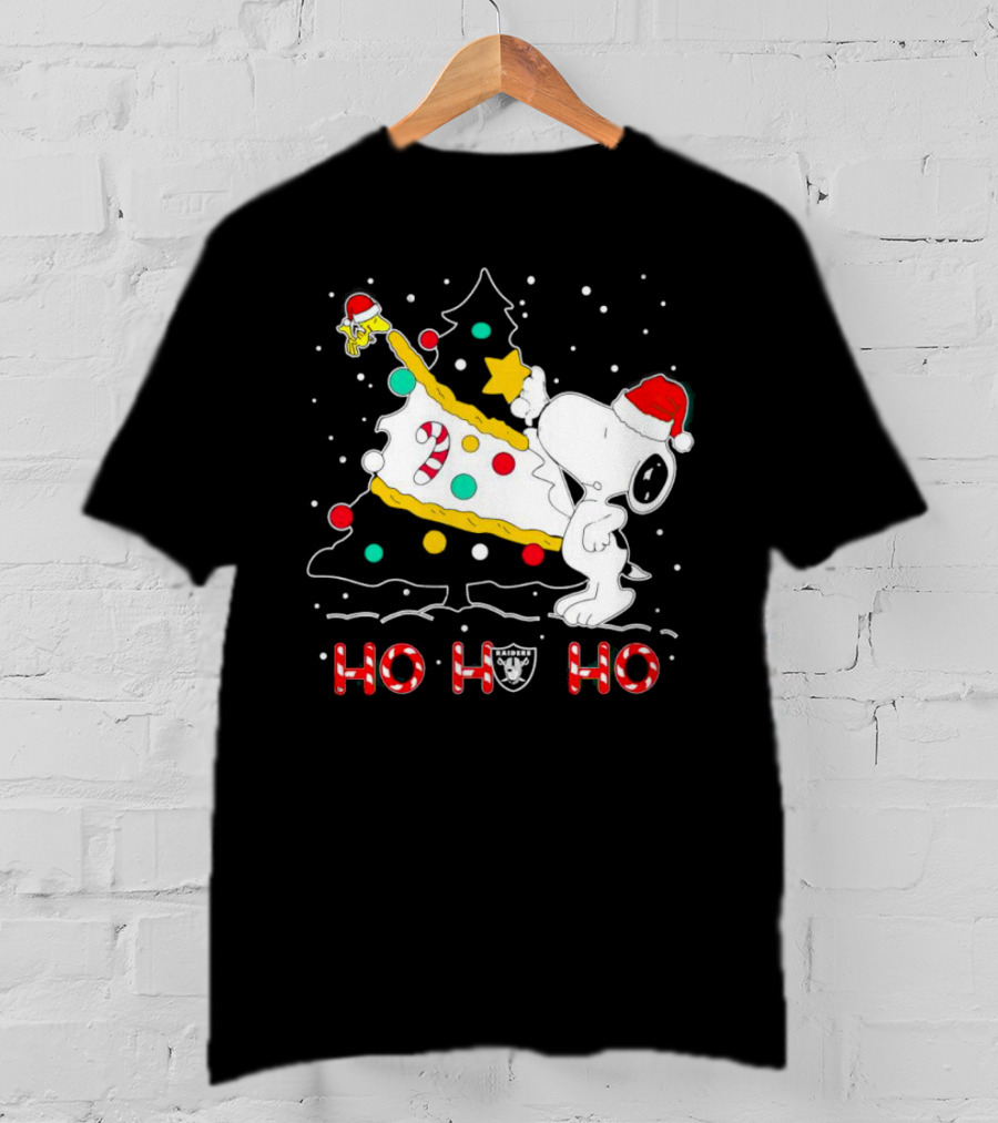Snoopy Woodstock Las Vegas Raiders Christmas Ho Ho Ho T-Shirt