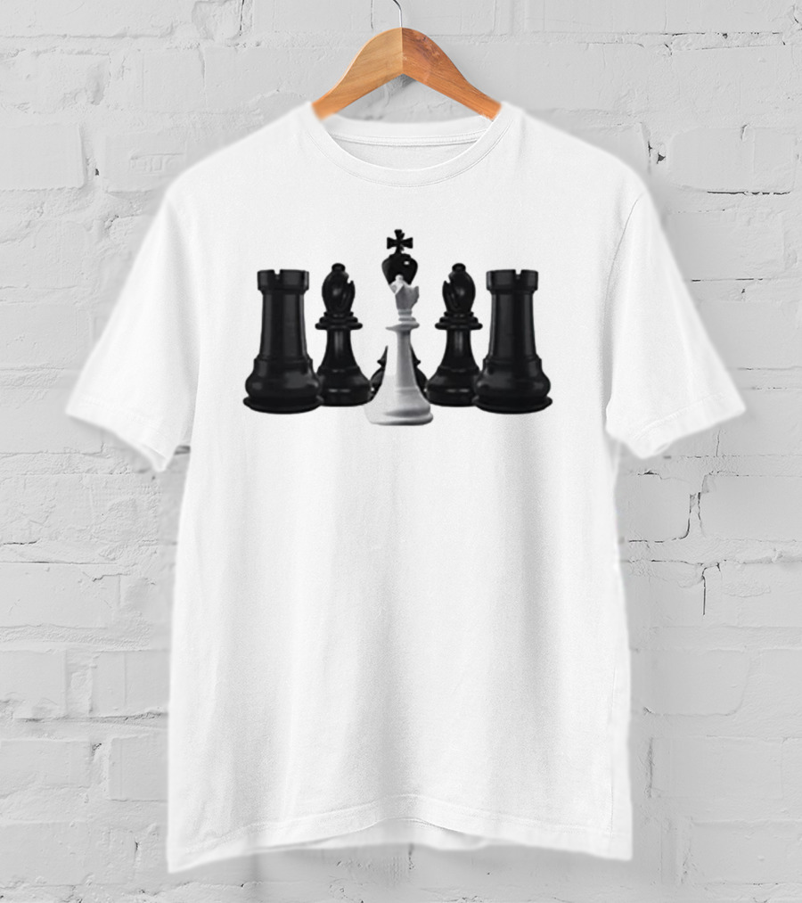 The Chess Grandmaster White King Surrounded By Black Rooks And Bishops T-Shirt
