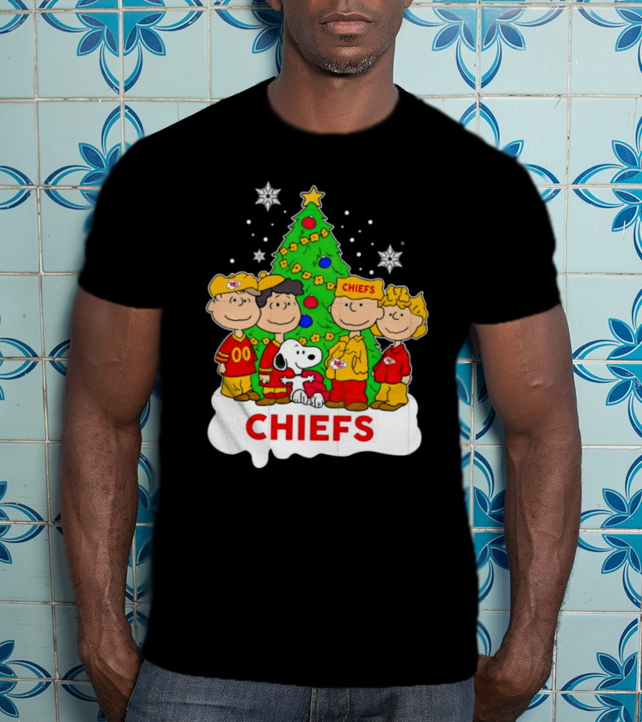 Peanuts Characters Chiefs Christmas Tree T-Shirt