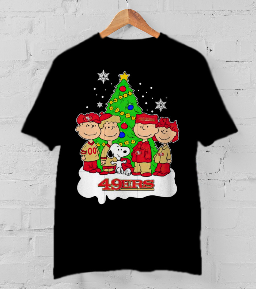 Peanuts Characters Christmas San Francisco 49ers Tree Snoopy Charlie Brown T-Shirt