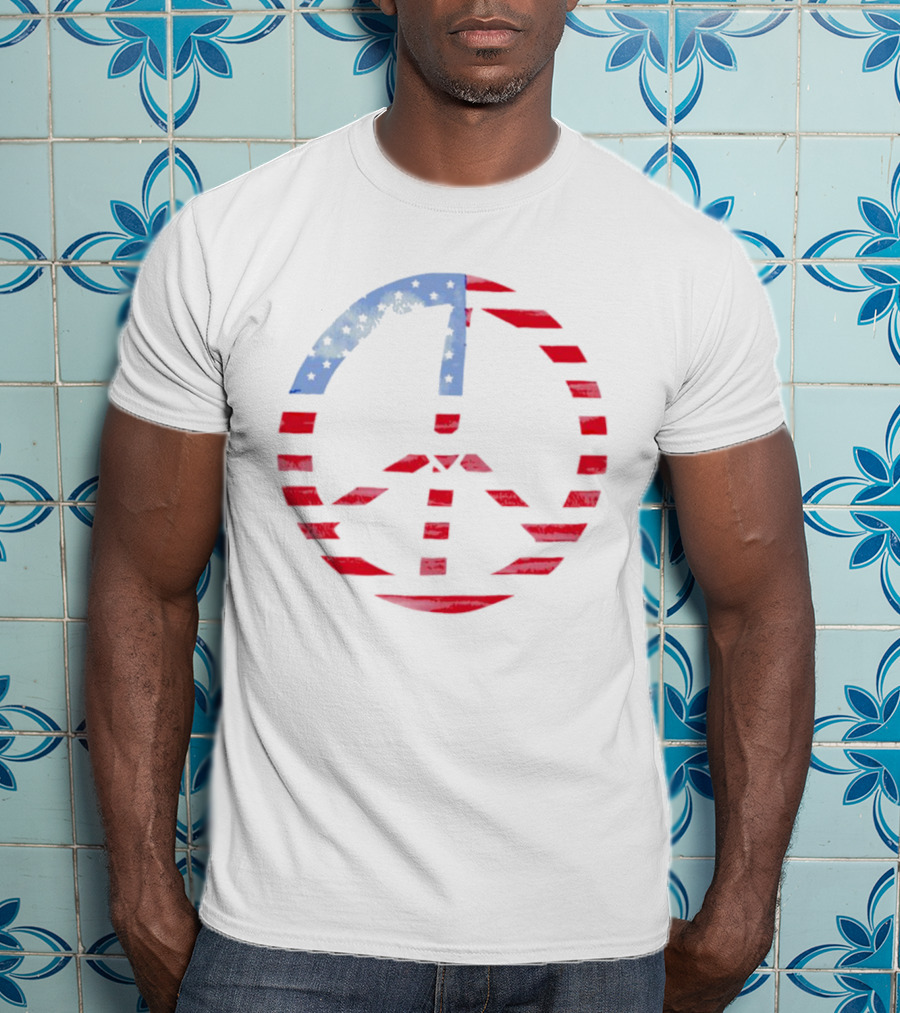 USA Flag Peace Symbol T-Shirt