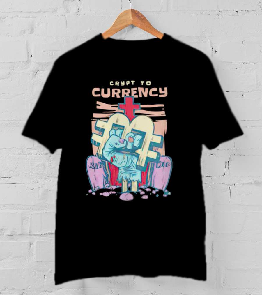 Crypt To Currency Zombie Bitcoin Graveyard Scene T-Shirt