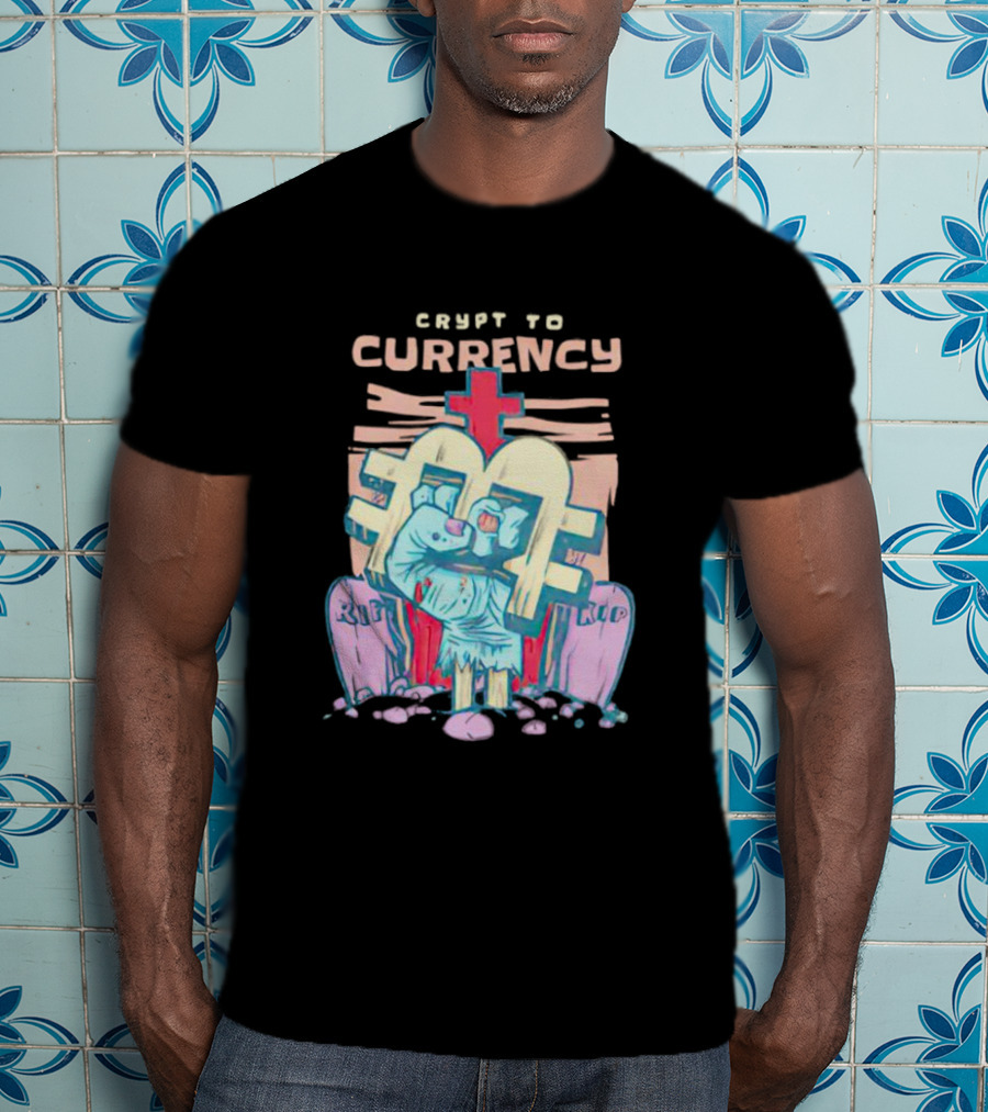 Crypt To Currency Zombie Bitcoin Graveyard Scene T-Shirt