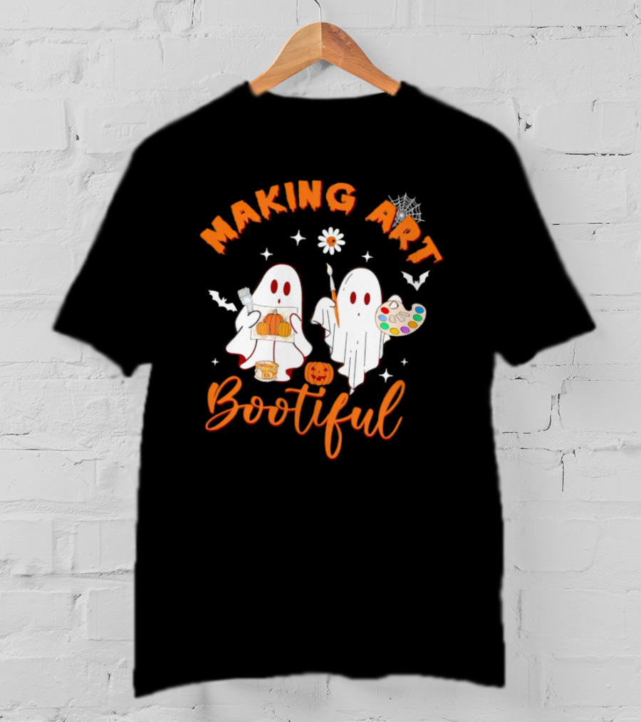 Making Art Bootiful Halloween Ghosts With Pumpkins And Paint Palette T-Shirt