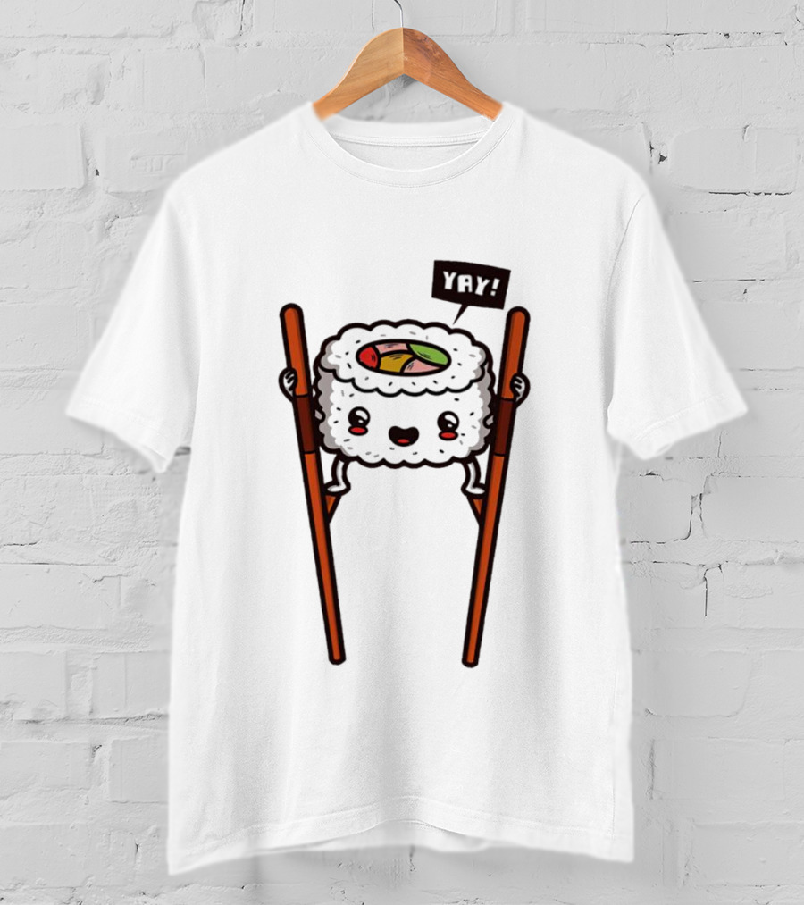 Sushi Roll On Chopsticks With Yay Flag T-Shirt