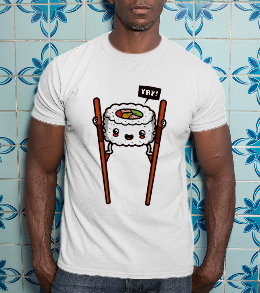 Sushi Roll On Chopsticks With Yay Flag T-Shirt